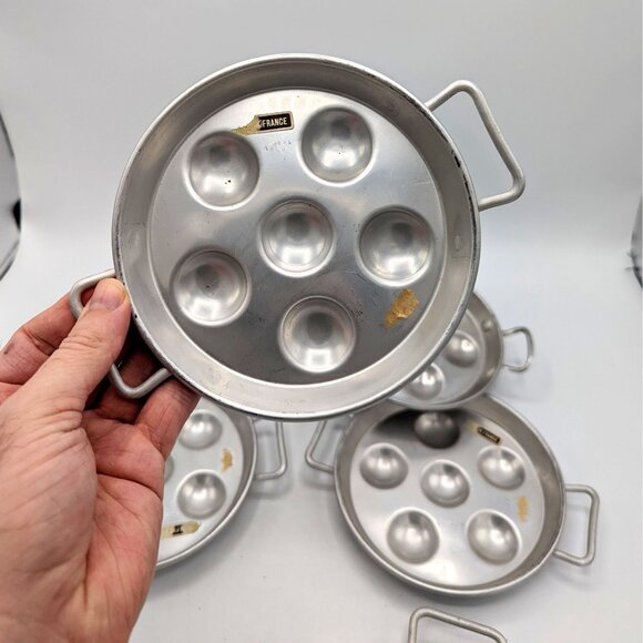 Lot of SEVEN Vintage Made in France Aluminum Escargot Serving Tray Baking Dishes - Picture 2 of 4